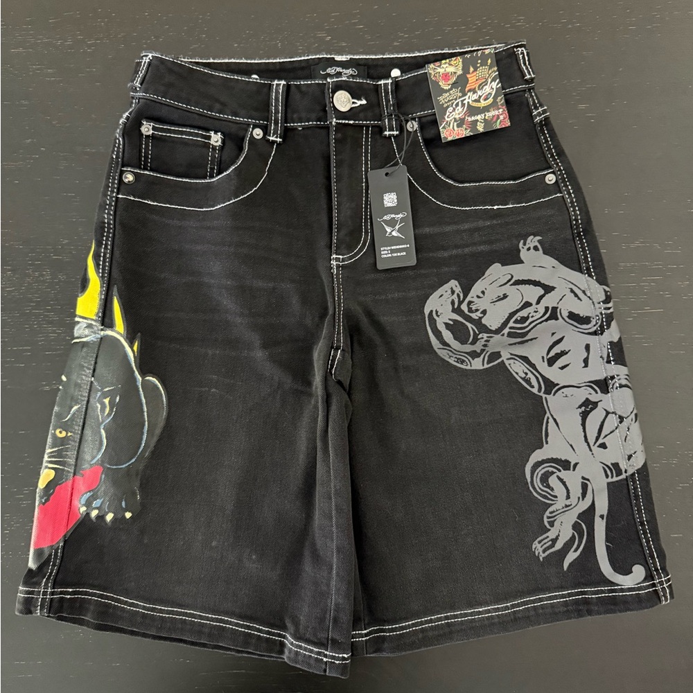 Ed Hardy Black Denim Shorts NEW DROP